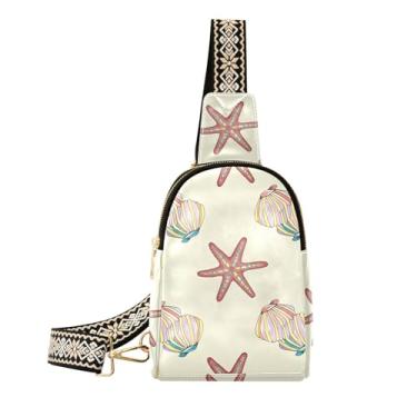 Imagem de CEBUGI Pequenas bolsas femininas coloridas com conchas do mar, bolsa tiracolo de couro, para caminhadas, viagens ao ar livre