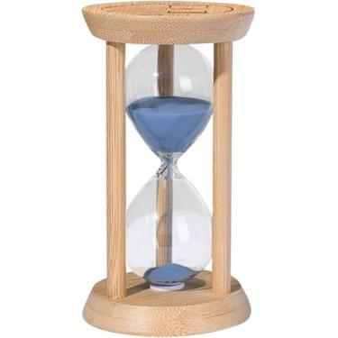 Imagem de Temporizador de areia de madeira, temporizador de 10 minutos, ampulheta de bambu de 10 minutos, relógio de areia de dez minutos, relógio de areia azul, ampulheta inquebrável, vidro de hora, casa