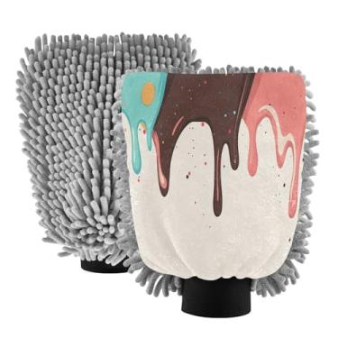 Imagem de STAYTOP Yummy Luvas de lavagem de carro para sorvete, 2 peças, luvas de microfibra de chenille, sem arranhões, panos de esponja de lavagem ultra absorventes para carros, limpeza doméstica - M
