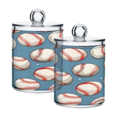 Imagem de CEBUGI Dispensador de suporte Qtip para cotonetes, bolas, almofadas, palhetas de fio dental, fundo de bolas de beisebol, frasco de boticário de plástico transparente com tampa, acessórios essenciais