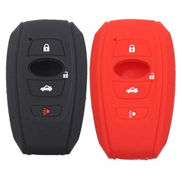 Imagem de Btopars 2 peças de silicone 4 botões Smart Key Fob capa protetora de pele sem chave compatível com Subaru BRZ Forester Impreza Legacy Outback STI WRX Crosstrek AscentBtopars si20blackred