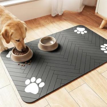 Imagem de Tapete de alimentação de animais de estimação fácil de limpar, tapete absorvente antiderrapante para cães e gatos, jogo americano resistente a manchas, protetor de derramamento de alimentos para