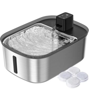 Imagem de Chumajor Fonte De Água Sem Fio Para Cães 7,5 L/254 Oz/2 Galões, Aço Inoxidável, Silenciosa, Com Sensor Movimento, Animais Estimação E Gatos, Dispensador Automático