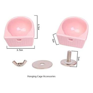 Imagem de Copo para Pequenos Animais Ração Jaula Detachável de Estimação Cerâmica Água e Comida Suprimentos como Coelho Papagaio Esquilo Chinchila Hamster Furão