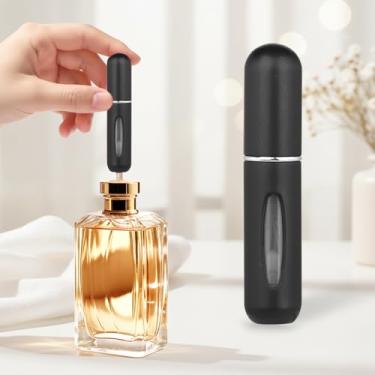 Imagem de Mini perfume recarregável de 5 ml, atomizador de perfume recarregável, frascos de spray, portátil para viagens, férias, atividades ao ar livre e negócios, preto