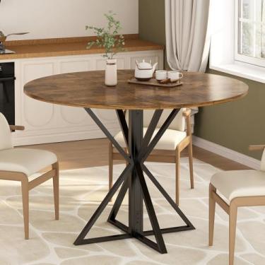 Imagem de Mesa Jantar Redonda Dobrável 80cm de Diâmetro x 75.5cm de Altura Mesa de Cozinha Resistente, Fácil de Guardar e Montar, Ideal para Jantares em Família, Sala de Estar