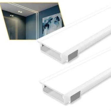 Imagem de Perfil Led Embutir 46x12mm Alumínio 2m Para Sanca E Gesso Branco