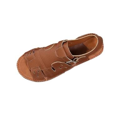 Imagem de Sandália feminina primavera verão casual moda cor sólida versátil bico aberto para atividades ao ar livre na praia, Café, 38