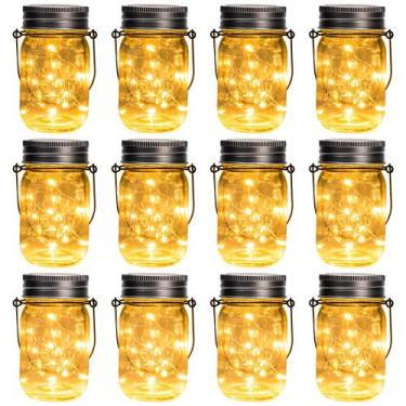Imagem de Lanterna elétrica GIGALUMI Solar Mason Jar Lights, pacote com 12