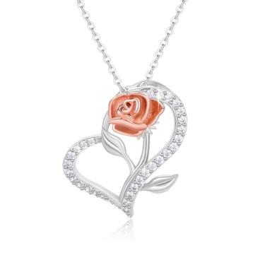 Imagem de Colares de girassol para mulheres, presentes de aniversário e Natal para mulheres, presente de girassol de zircônia cúbica 5A, colar com pingente de flor rosa para esposa, mãe, filha, presente de