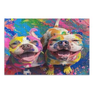 Imagem de Quebra-cabeça de cachorro manchado com tinta colorida para adultos 500, quebra-cabeça, jogos educativos