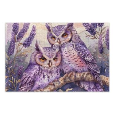 Imagem de Quebra-cabeças de corujas lavanda 500 peças, quebra-cabeças difíceis para adultos, jogos para adultos