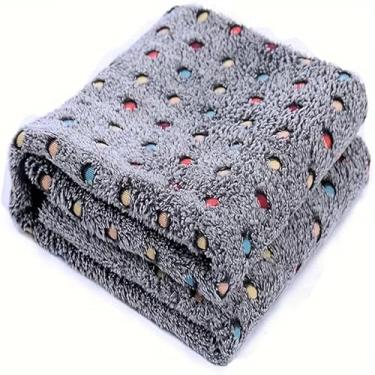 Imagem de 1 cobertor aconchegante de lã coral, macio e quente, lavável na máquina, adequado para cães e gatos, cinza, 50 x 76 cm