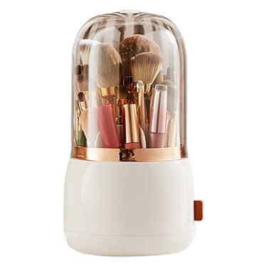Imagem de ZJchao Organizador de Pincel de Maquiagem Suporte Giratório de Armazenamento de Cosméticos Com Capa para Penteadeira Banheiro Mesa de Escritório PET Material ABS 13 X 13 X 23,7 Cm (04)