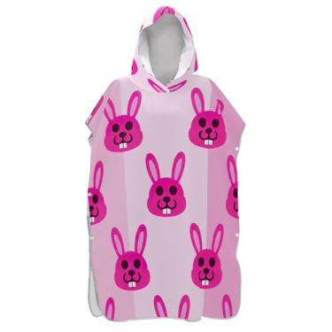 Imagem de Roupão de mudança de poncho de surfe para adultos toalha de natação com capuz plus size listrado rosa coelho animal homens mulheres poncho com capuz