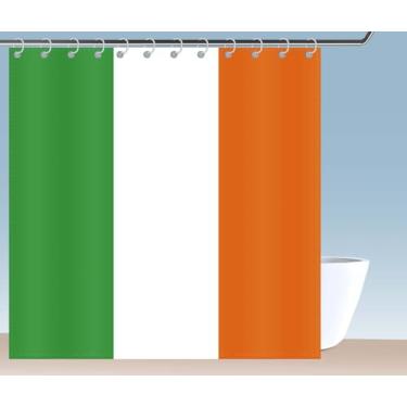 Imagem de Petite Pine Cortina de chuveiro com bandeira da Irlanda de poliéster 72 × 72 polegadas com ganchos e ilhós, decoração de banheiro irlandês à prova d'água 182 × 182 cm, cortinas de acessórios de banho
