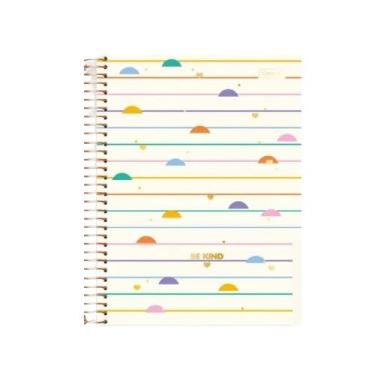 Imagem de Caderno Universitário Be Kind Cadersil - 10 Matérias, 160 Folhas Coleção Alegre Alto Astral (Listras)