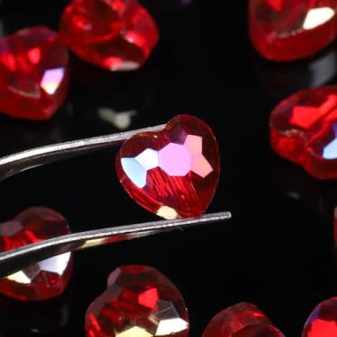 Imagem de NITOPUPU 70 peças 8 mm AB contas de coração facetadas vermelhas para fazer joias, contas de cristal para pulseiras, colar, artesanato, kit de pulseira da amizade, presentes de amor