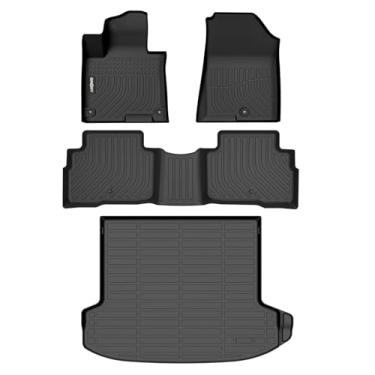 Imagem de GINOWY - Tapetes de chão e forro de carga para Kia Sportage Hybrid 2026, TPE All Weather Sportage 2026, tapete impermeável para porta-malas antiderrapante acessórios preto