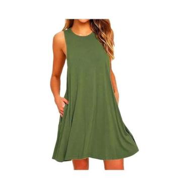 Imagem de Vestido feminino verão casual camiseta vestidos praia cobrir simples p