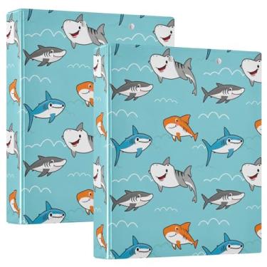 Imagem de Fichários fofos de 3 anéis azuis de 3 cm comporta 200 folhas de fichário moderno para prancheta, anel redondo, 31,5 x 27 x 6 cm, pacote com 2