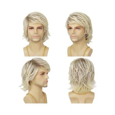 Imagem de Peruca Masculina Sintética Curta Preta Em Camadas Resistente Ao Calor 