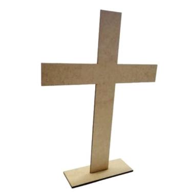 Imagem de Cruz Reta com Base em MDF Cru, 65x40 cm, 3mm de Espessura