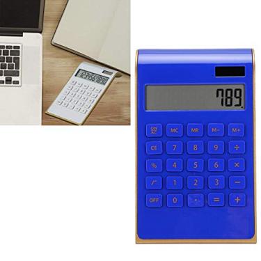 Imagem de HEEPDD Calculadoras de 10 Dígitos, Calculadora de Mesa LCD Portátil, Tela Grande, Ultrafina, Sensível, Botão Grande, Calculadora Com Energia Solar Dupla e Bateria (BLUE)