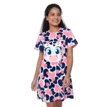 Imagem de Camisola Manga Curta Algodão Feminino Vaca Romântica - Puket, PP