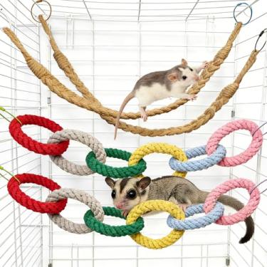 Imagem de Sugar Glider Brinquedos Ratos Brinquedo de Escalada Corda Pendurada Animal Pequeno Brinquedos de Exercício Acessórios de Decoração de Gaiola para Esquilo Hamster Pássaro Periquito (Rosa)