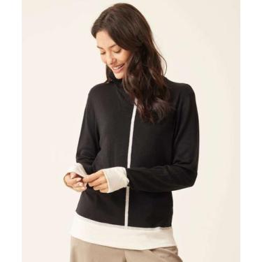 Imagem de Suéter Feminino Gola Alta Brilho Lurex Marisa-75444, Preto, P