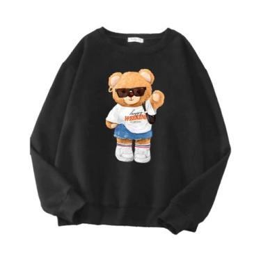 Imagem de Moletom Oversized Feminino Com Capuz De Fleece, Estilo Hipster, Com Es