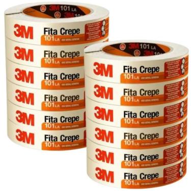 Imagem de Kit 12 Fita Crepe Uso Geral 101LA 18mm x 50 metros 3m