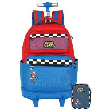 Imagem de Kit Mario Bros Game Mochila Costas Rodas + Estojo Box - ul - Luxcel