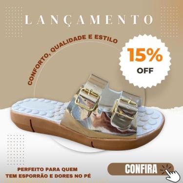 Imagem de Sandalia  Slide Feminino Uniflex para Esporão Confortavel Chinelo Rast