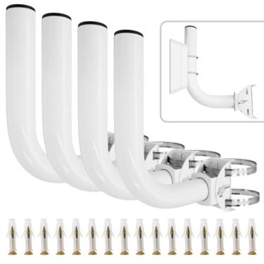 Imagem de Uenhoy Pacote com 4 suportes universais de ponte sem fio, poste J ajustável e suportes montados na parede para antena externa Starlink, ponto de acesso AP Client Bridge CPE