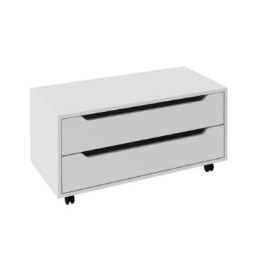 Imagem de Balcão Gabinete 80cm com 2 Gavetas e Rodízio BN3643 Branco Tecnomobili