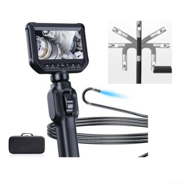 Imagem de Boroscópio industrial com tela IPS de 4,3 polegadas, 1080p, lente dupla, rotação de 360° para inspeções abrangentes