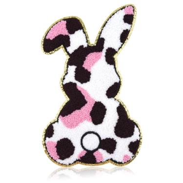 Imagem de FANCIBAND Adesivos grandes de 20 cm, aplique de lantejoulas de coelhinho da Páscoa, aplique bordado de coelho para roupas, vestidos, jaquetas, mochilas, bolsas, camisetas, jeans, itens de cesta de