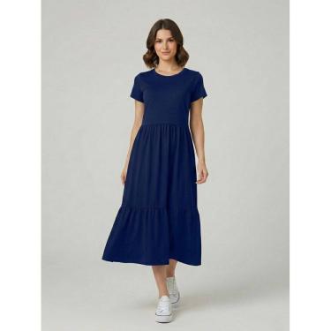 Imagem de Vestido Midi Três Marias De Algodão Azul Marinho