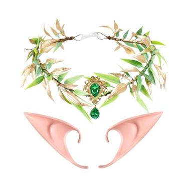 Imagem de Tiara De Orelhas De Elfo Para Meninas Com Strass, Guirlanda De Florest