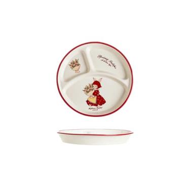 Imagem de Cerâmica de desenho animado adorável louça cerâmica prato de jantar doméstico tigela de sopa - três grades