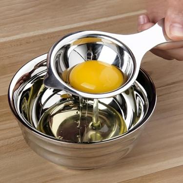Imagem de Separador de ovos de aço inoxidável - fácil separação de gema e branco, ferramenta de cozinha durável e fácil de limpar para assar, cozinhar