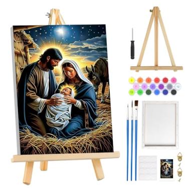 Imagem de MOGTAA Kit Jesus Paint by Numbers para adultos iniciantes com moldura, kits de pintura por números de Páscoa para adultos em tela com cavalete, kits de pintura a óleo DIY fáceis para decoração de casa