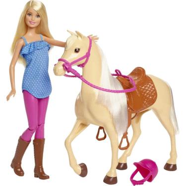 Imagem de Conjunto de bonecas Barbie Blonde Fashion com roupa de equitação com cavalo