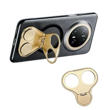 Imagem de 1 suporte de telefone de metal dourado, ferramenta de transmissão ao vivo e relógio compulsivo para todos os principais telefones - Suporte de anel dobrável giratório portátil com interruptor de tela