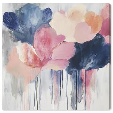 Imagem de Art Remedy Tela abstrata colorida, 76 cm x 76 cm, envolvida em galeria, lágrimas de pétalas II