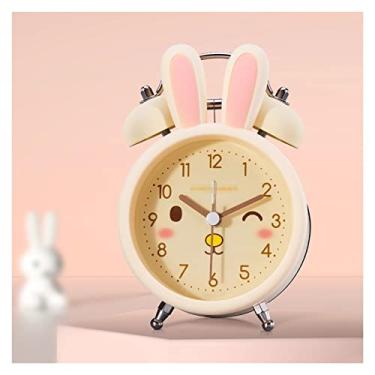 Imagem de Despertador para quarto, despertador alto para crianças, 8,5 cm, silencioso, sem tique-taque, com luz de fundo, duplo sino, analógico, para crianças, relógio de cabeceira (amarelo)