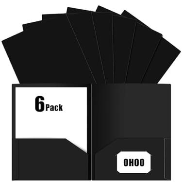 Imagem de Pacote com 6 pastas com bolsos pasta de arquivo de plástico para escola, escritório, casa, negócios, tamanho carta, papel preto
