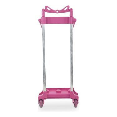 Imagem de Carrinho Mochila Escolar Tamanho Infantil Rodinha Silicone Cor:RosaTam